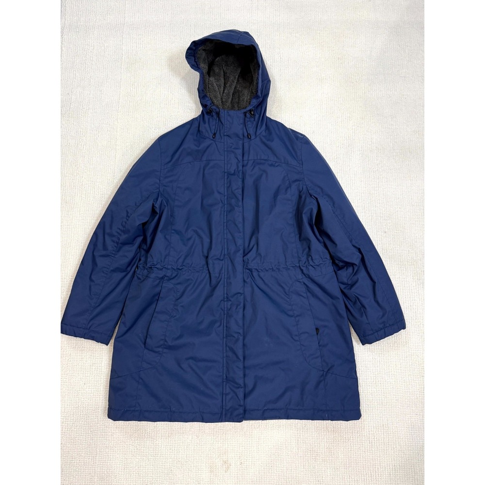 LL Bean Winter Warmer Parka Jacket Womens PXL Blue Quilted Sherpa Hooded 271140